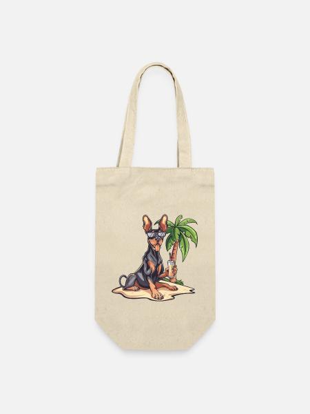 Dobermann Hund Sommer - Geschenkbeutel für Flaschen - Natur