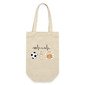 Fußball, Bier, Pizza - Geschenkbeutel für Flaschen - Natur - Vorne