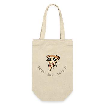 Tranche de pizza drôle – Chemise au fromage et géniale - Sac à bouteille - nature - Devant
