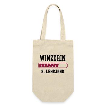 Ausbildung Winzerin 2. Lehrjahr Winzerlehre Azubi - Geschenkbeutel für Flaschen - Natur - Vorne