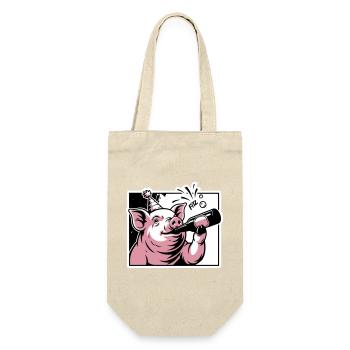 Cochon avec bouteille de fête et de célébration - Sac à bouteille - nature - Devant