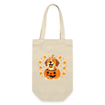 Chiot Halloween dans Citrouille Souriante - Sac à bouteille - nature - Devant