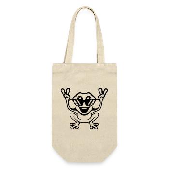 Frosch Kröte cool Sonnenbrille Victory Peace Hände - Geschenkbeutel für Flaschen - Natur - Vorne