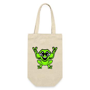 Frosch Kröte cool Sonnenbrille Victory Peace Hände - Geschenkbeutel für Flaschen - Natur - Vorne
