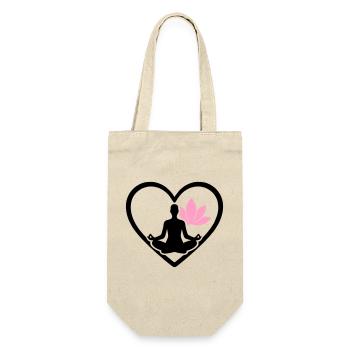 Women's Yoga Heart Silhouette Lotus Wellness - Gift Bag for Bottles - nature - Front
