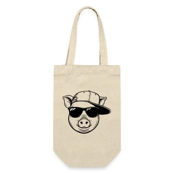 Cool pig with cap and sunglasses - Gift Bag for Bottles - nature - Front