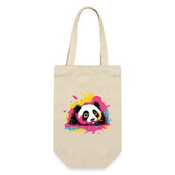 Panda Farbsplash - Geschenkbeutel für Flaschen - Natur - Vorne