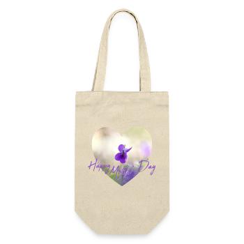 Herzblumen Muttertag Design lila Blume lila Blüte - Geschenkbeutel für Flaschen - Natur - Vorne