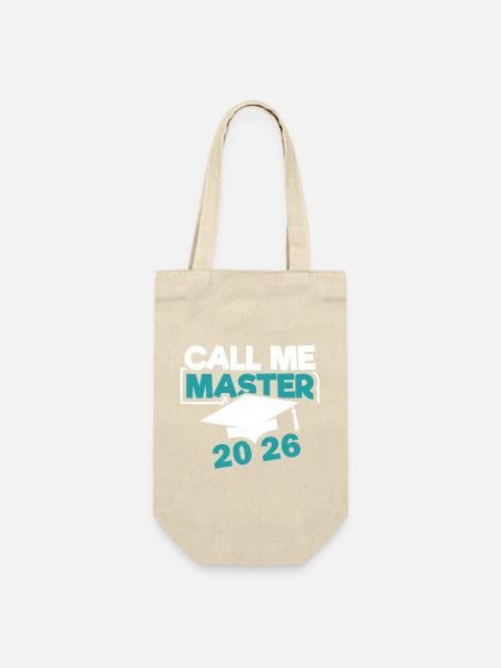 Master 2026 Abschluss Promotion Sponsion - Geschenkbeutel für Flaschen - Natur