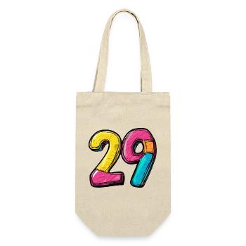 29 Zahl Bunt - Geschenkbeutel für Flaschen - Natur - Vorne