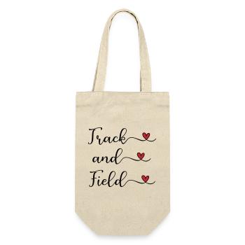 Track and Field handwritten Logo with Hearts - Gift Bag for Bottles - nature - Front
