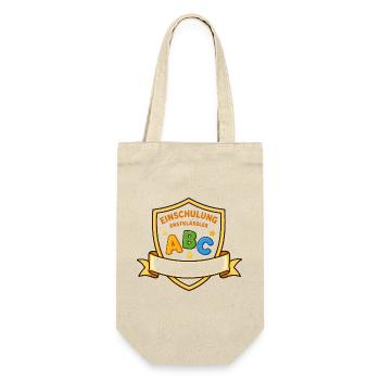 Einschulung ABC Schild Motiv - Geschenkbeutel für Flaschen - Natur - Vorne