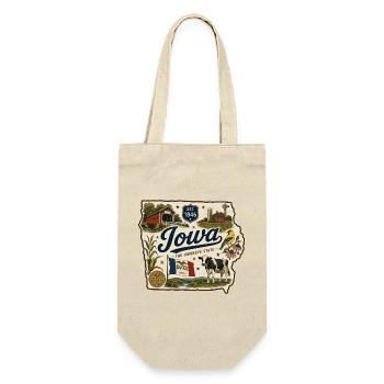 Iowa Hawkeye State Vintage Farm Aufkleber - Geschenkbeutel für Flaschen - Natur - Vorne