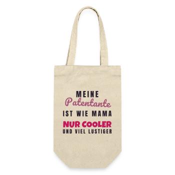Patentante wie Mama nur cooler - Geschenk Tante - Geschenkbeutel für Flaschen - Natur - Vorne