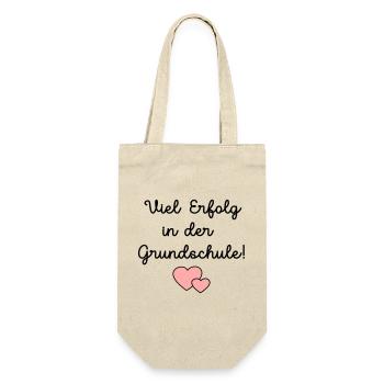 Einschulung Grundschule Schulkind - Geschenkbeutel für Flaschen - Natur - Vorne