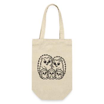 Igelfamilie - Geschenkbeutel für Flaschen - Natur - Vorne