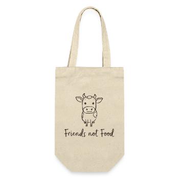 Friends Not Food Kuh Vegan Minimalistisch - Geschenkbeutel für Flaschen - Natur - Vorne