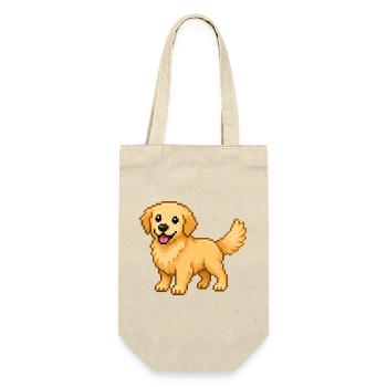 Mignon Golden Retriever – Chien rétro en pixel art - Sac à bouteille - nature - Devant