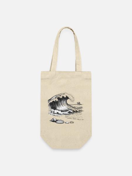 Große Ozeanwelle Mit Palmeninsel Und Muscheln - Geschenkbeutel für Flaschen - Natur