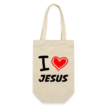 I Love Jesus - Geschenkbeutel für Flaschen - Natur - Vorne