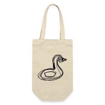 Schwan handgezeichnet - Geschenkbeutel für Flaschen - Natur - Vorne