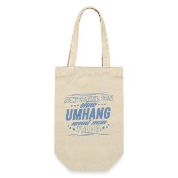 Superhelden ohne Umhang nennt man Papa - Geschenkbeutel für Flaschen - Natur - Vorne