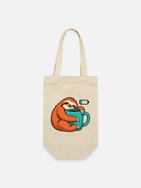 Cozy Sloth Kaffeetasse Kunst - Geschenkbeutel für Flaschen - Natur