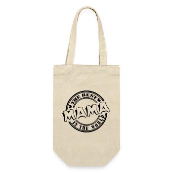 Mutter,Muttertag , Mama The best in the world(25) - Geschenkbeutel für Flaschen - Natur - Vorne