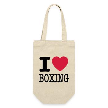 ich liebe Boxen / Ich liebe Boxen - Geschenkbeutel für Flaschen - Natur - Vorne