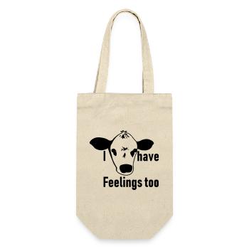Tierschutz vegan Kuh Tier Tierfreund Geschenk - Geschenkbeutel für Flaschen - Natur - Vorne