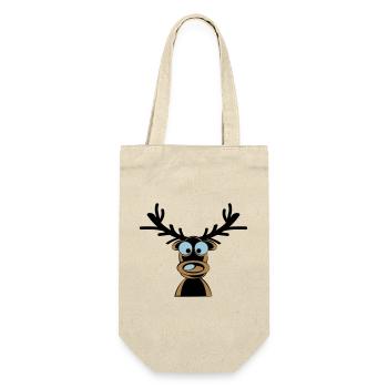 Rudolf the Reindeer Cartoon Motif - Gift Bag for Bottles - nature - Front