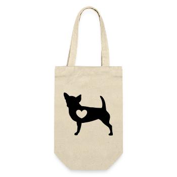 Chihuahua mit Herz - Geschenkbeutel für Flaschen - Natur - Vorne