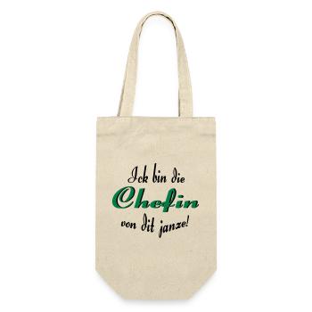 Chefin von dit janze - Geschenkbeutel für Flaschen - Natur - Vorne