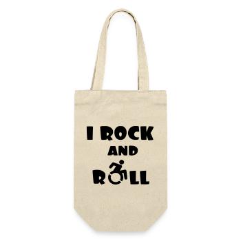 Ich rocke und rolle. Humor im Rollstuhl # - Geschenkbeutel für Flaschen - Natur - Vorne
