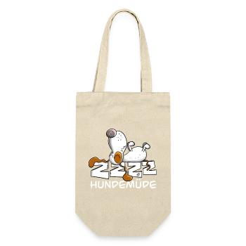 Schlafender Hund I Lustiges Hundemotiv I Hundemüde - Geschenkbeutel für Flaschen - Natur - Vorne