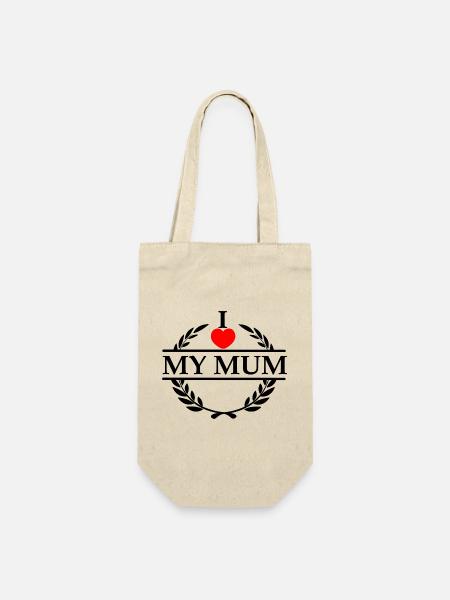 Ich liebe meine Mama - Geschenkbeutel für Flaschen - Natur