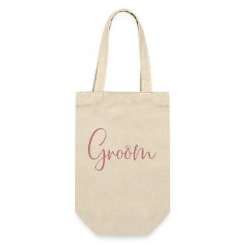 Bräutigam Cool Matching Paar Hochzeitsfeier Hochzeit - Geschenkbeutel für Flaschen - Natur - Vorne