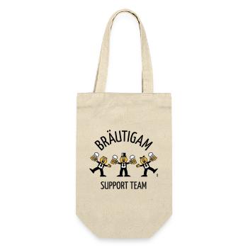 Bräutigam Support Team (JGA, Karikatur, Tanz, B) - Geschenkbeutel für Flaschen - Natur - Vorne
