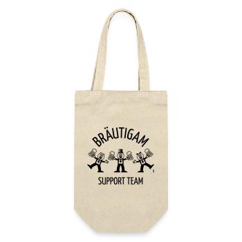 Bräutigam Support Team (JGA, Karikatur, Tanz, 1C) - Geschenkbeutel für Flaschen - Natur - Vorne