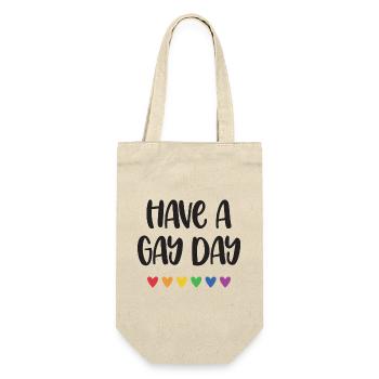 LGBT Pride Month - Have a Gay Day - Geschenkbeutel für Flaschen - Natur - Vorne