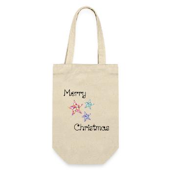 WEIHNACHTEN. FROHE WEIHNACHTEN. FROHE WEIHNACHTEN. WEIHNACHTSMANN - Geschenkbeutel für Flaschen - Natur - Vorne