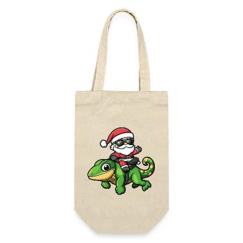 Caméléon Père Noël dessin animé - Sac à bouteille - nature - Devant