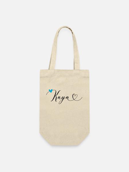 Kaya Name Vorname Kalligrafieherz - Geschenkbeutel für Flaschen - Natur