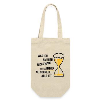 XWas Ich Am Bier Nicht Mag? (Sanduhr Bieruhr / 2C) - Geschenkbeutel für Flaschen - Natur - Vorne
