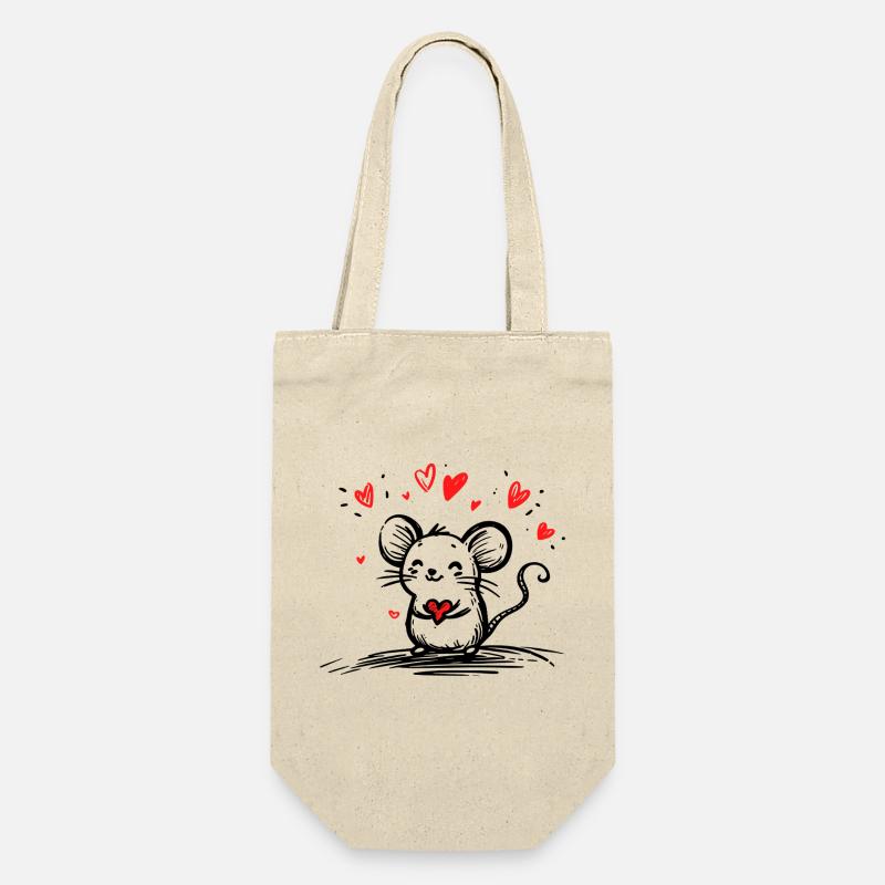 Souris amoureuse de cœurs flottants - Sac à bouteille - nature