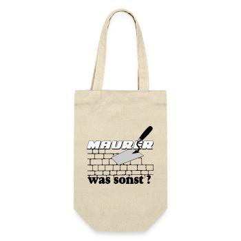 Maurer Bauhandwerk Logo - Geschenkbeutel für Flaschen - Natur - Vorne