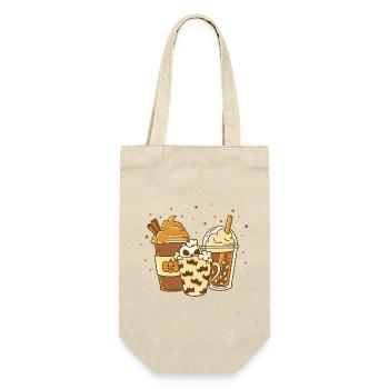Herbstlicher Kürbis Latte Spice Saisonale Getränke - Geschenkbeutel für Flaschen - Natur - Vorne