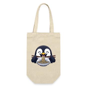 Süßer Pinguin Cartoon mit Nudeln Ramen Essen Asien - Geschenkbeutel für Flaschen - Natur - Vorne