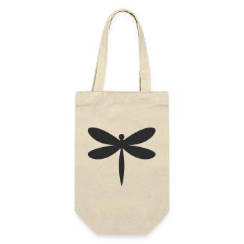 Libelle Silhouette  - Geschenkbeutel für Flaschen - Natur - Vorne