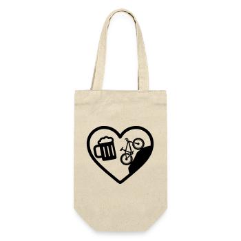 Heart Beer Mountainbike-Humor - Geschenkbeutel für Flaschen - Natur - Vorne